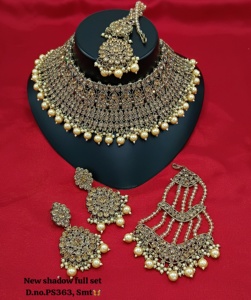 Traditional Antique Handmade CZ Studded Thread Work Patwa Indian Necklaces Earrings & Head Wear For Womens & <b>Girl</b> <b>Jewellery</b> <b>Sets</b> - Product Image 1