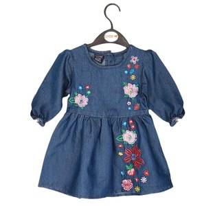 Robe en jean brodée pour filles - Bleu foncé - Product Image 1