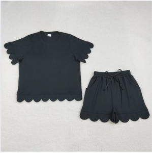 Ensemble de shorts pour femmes adultes GSSO3200, couleur unie, noir, bord festonné - Product Image 6