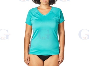 Camisetas deportivas con panel de contraste de color para mujer, ropa deportiva elástica de alta calidad con personalización - Product Image 3