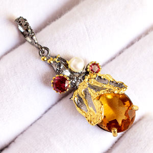 Plata de Ley 925, venta al por mayor, colgantes de piedras preciosas, granate citrino y colgantes de perlas, colgante de piedra natal suelta facetada, joyería - Product Image 6