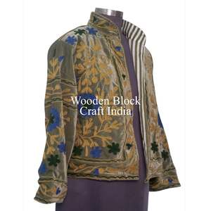 Most Trending Autumn Winter Jacket for <b>Women</b> Handmade Velvet Quilted Suzani Embroidery Breathable Free Size jacket - Product Image 5
