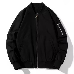 Blouson Bomber Bleu Femme Couleur Unie Fermeture Éclair Col Montant Manches Longues Coupe-Vent Rembourrage Polyester Vêtement d'Automne - Product Image 5