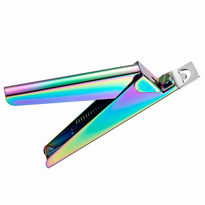 Cortador de puntas de Arte de uñas con revestimiento de arcoíris de alta calidad, hoja curva en forma de U, cortaúñas de acero y Metal, cortaúñas para dedos - Product Image 2