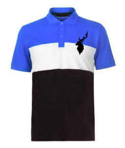 Polo homme à blocs de couleur, manches courtes, 100% coton tricoté, respirant, design décontracté, avec logo personnalisé sur le devant des polos. - Product Image 1