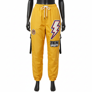 Pantalones Cortavientos para Mujer, Premium, Ligeros, 120 GSM, Tela de Nailon y Poliéster, Color Amarillo, Logotipo Bordado Personalizado - Product Image 6