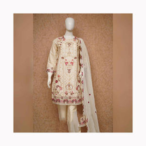 Vestido de seda blanca Salwar Kameez con Dupatta nuevo diseño pakistaní y Punjabi Wear Dhoti - Product Image 5