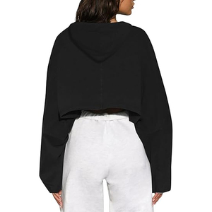 เสื้อครอปมีฮู้ดกันหนาวของผู้หญิง OEM เสื้อสวมหัวขนแกะแห้งเร็วระบายอากาศได้ดีชุดออกกำลังเนื้อผ้าโพลีเอสเตอร์/ คอตตอน - Product Image 2