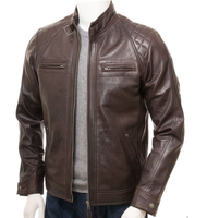 Manteau d'hiver High Street 100% cuir de mouton véritable, coupe ajustée, respirant, doublure en viscose satinée écologique, fermeture éclair, col rabattable