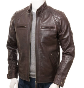 High Street 100% chaqueta de cuero genuino Slim Fit transpirable Viscos forro de satén cierre de cremallera cuello alto chaqueta de invierno - Product Image 1