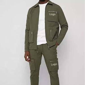 Ensemble Cargo Homme Hiver Personnalisé en Gros, Style Streetwear, avec Poches, en Polaire, Veste et Pantalon Deux Pièces, Survêtement - Product Image 5