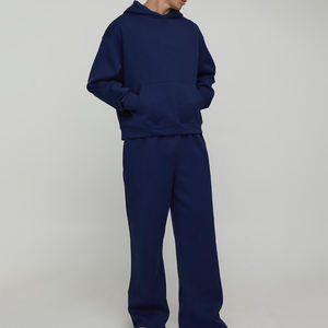 Survêtement pour homme en molleton de coton léger surdimensionné, streetwear d'hiver, à capuche, uni, confortable, chaud, doux, 240g, vêtements décontractés - Product Image 5