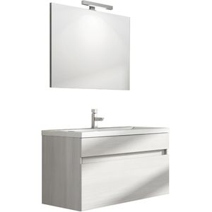 Meuble de salle de bain suspendu Perseo 90 CM avec lavabo et miroir, accessoires de salle de bain - Product Image 3