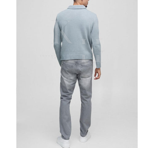 Pull en laine mélangée classique pour hommes respirant séchage rapide confortable pull à manches longues pour l'hiver Style décontracté avec logo avant - Product Image 5