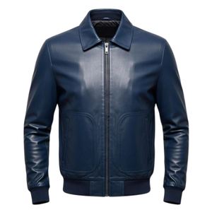 High Quality Men's Custom Sheepskin Leather <b>Jacket</b> With Soft <b>Shearling</b> Interior Offering Warmth Streetwear Style And Durability - Product Image 2