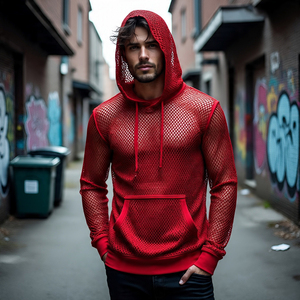 Sweat à capuche transparent en maille transparente pour hommes, sweat à capuche transparent pour hommes, musculation, entraînement, sweat à capuche transparent pour hommes - Product Image 3