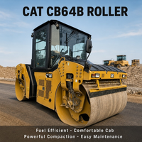 Rouleau compresseur vibrant à double tambour CAT CB64B d'occasion, Caterpillar d'origine, 12 tonnes, en bon état de fonctionnement, à vendre