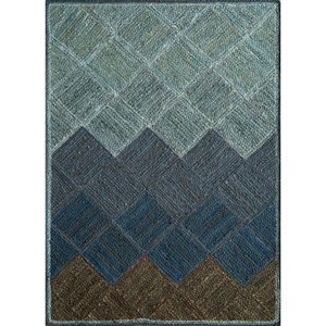 พรมปูพื้นทรงสี่เหลี่ยมผืนผ้าลายเรขาคณิต Nomadic Threads รุ่น PDJT-260 สีน้ำเงิน ทำจากเส้นใยป่านปอแบบทอเรียบ เหมาะสำหรับทางเดิน ห้องโถง ทางเข้าบ้าน และข้างเตียง - Product Image 1