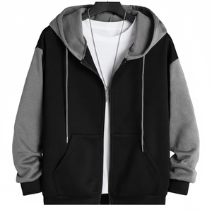 Sudaderas con Capucha Casuales de Alta Calidad para Hombre, con Cierre, Logotipo Bordado Personalizado, Felpa Sólida, Holgadas, de Invierno, 100% Algodón - Product Image 1