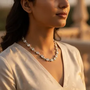 Collier à porter au quotidien, chaîne en argent avec pierres précieuses pour femmes, avec quartz, corail, opale, jade, coquille, agate, turquoise, pierres religieuses - Product Image 1