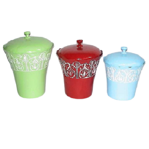 Juego de 3 Recipientes Metálicos Artesanales Coloridos para Almacenamiento, Diseño con Filigrana, Ecológicos, Duraderos, Libres de BPA - Product Image 1