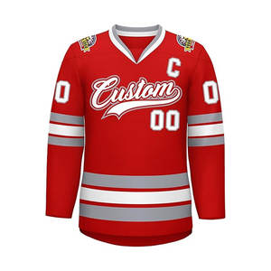 เสื้อกีฬาฮ็อกกี้น้ำแข็งที่ปรับแต่งได้พร้อมแขนยาวชื่อทีมหมายเลขโลโก้ออกแบบสีของคุณเองบริการ OEM - Product Image 3