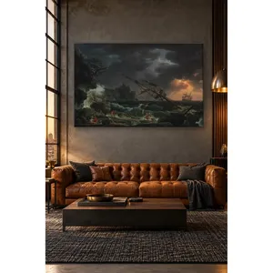Fida Vernet Schiff an den Felsen vorbei getrieben im Sturm Leinwand-Wandkunstdruck - Product Image 3