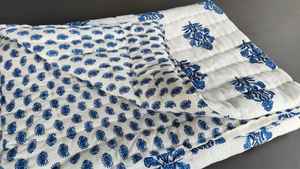 Indian Handmade Floral Cotton <b>Waffle</b> Quilt Bed Cover - Product Image 6
