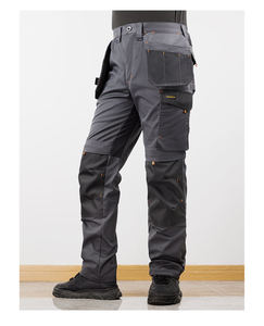 Pantalon de travail gris foncé personnalisé pour hommes, pantalon cargo multi-poches, respirant, résistant à l'eau, en coton, uniforme industriel - Product Image 1