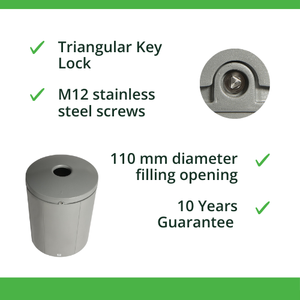 Cubo de basura de aluminio irrompible 50L ANDROMEDE Cubo de basura para exteriores Durable Parques Carretera Espacios públicos Calle Cerradura de llave triangular - Product Image 3