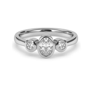 Bague de fiançailles ovale en diamants de laboratoire faits main Petite Trilogy F-VS2, pour cérémonie de mariage, en or massif 14 carats, sertissage Trilogy - Product Image 1