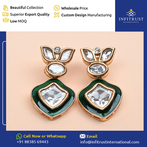 Venta al por mayor Fabricante Joyería fina Infitrust 925 Sterling Silver Polki Declaración/Pendientes colgantes Exquisito Antiguo/Oro - Product Image 2