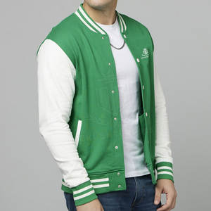 Veste Letterman pour hommes en matériau durable de couleur unie, veste Letterman à manches longues pour hommes en gros - Product Image 4