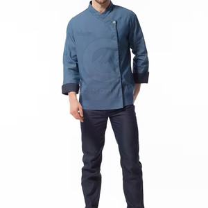 Abrigos de Chef de manga larga OEM de alta calidad, ropa de trabajo para restaurante de Hotel, uniforme, chaqueta de Chef de cocina, uniforme de abrigo de Chef liso de cocina - Product Image 4