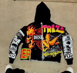 Sweat à capuche zippé surdimensionné des fabricants personnalisés French Terry Sweat à capuche pour homme sérigraphie lourde Streetwear Hoodies - Product Image 3