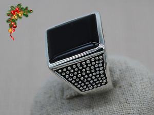 925 Sterling <b>Silver</b> <b>Men's</b> Vintage Natural Black Onyx Italian Micro Zircon Bezel Setting Wedding <b>Ring</b> - Product Image 5