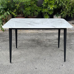 โต๊ะรับประทานอาหารทรงสี่เหลี่ยมผืนผ้า ขนาด 120x70 ซม. ขาเหล็ก ท็อปหินอ่อน ประกอบสำเร็จ ขยายได้ สำหรับใช้ในบ้าน สำนักงาน หรือห้องนั่งเล่น รุ่น BA68092 - Product Image 5