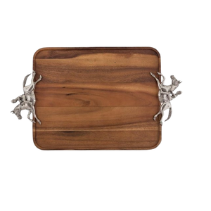 Bandeja para servir comida de madera de diseño único con mango de diseño de hoja Tamaño y forma personalizados hechos a mano Servicio de té y café - Product Image 4