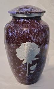 Urna de cremación de latón de estilo americano hecha a mano, decoración de cenizas conmemorativas de madera con estampado de rosas, suministros funerarios coloridos para adultos - Product Image 6