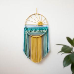 Art en macramé coloré de style lever de soleil pour une décoration intérieure lumineuse, une présentation murale vibrante et un style d'intérieur moderne en provenance d'Inde - Product Image 6