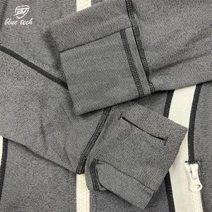 Tendance mode, vêtements de sport pour femmes, couleur unie, manches longues, fermeture éclair intégrale, polaire, séchage rapide, hauts de yoga, course à pied, entraînement, devant - Product Image 3