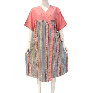 Robes décontractées pour femmes de style kimono en rayonne avec motif floral, respirantes, col rond, longueur intégrale, par Chrysanta - Product Image 2