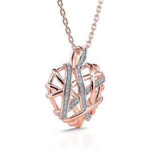 Collier en argent sterling en forme de cœur entrelacé Jeulia avec zircon et perle - Product Image 2