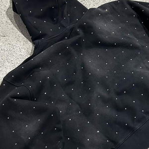 Nouveau design de streetwear Y2k sweat à capuche vintage en coton mélangé avec strass personnalisé lavé à l'acide pour hommes - Product Image 6