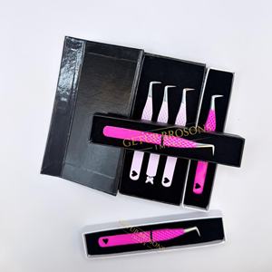 Pestañas Antiestáticas GETUP BROSONS IMPEX de Acero Inoxidable con Recubrimiento en Polvo de Color Rosa Intenso/Rosa Claro y Diseño de Corazón - Product Image 2