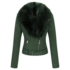 OEM Custom logo Warm Women Leather jackets Breathable Long PU Coat Fur Women's Jackets high quality fur jacket customized