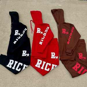 Ensemble pantalon de jogging et sweat à capuche personnalisé survêtement unisexe décontracté survêtements 2 pièces pantalons empilés survêtements délavés à l'acide avec fermeture éclair - Product Image 2