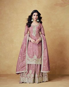 formal one shoulder ruffle dress Shop Luxury Punjabi Suits in Canada – Chiffon 3PC Dress by Xenia –  Tarz-e-Mashriq main image 1