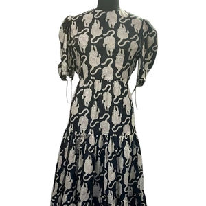 Women's High Quality Hand Block Printed <b>White</b> Tiger Cotton <b>Dress</b> Bold Stylish <b>Boho</b> Indian Style Directly From Manufacturer - Product Image 1