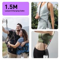 Nouveau Cordon de Téléphone Bandoulière Tendance Type-C Réfléchissant Tressé Robuste avec 2 Crochets Latéraux et Câble de Charge Rapide 240W pour Imprimante et Écouteurs